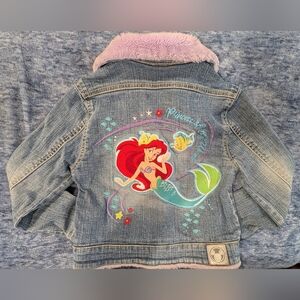 Vintage Disney Blue Jean Jacket with Little Mermaid and Purple Collar
